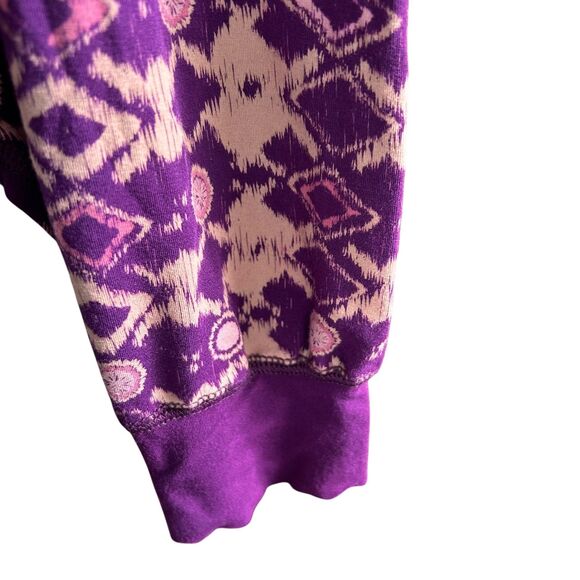 This Is J Bamboo Blend Purple Ikat Print Long Sleeve Lounge Top Size M - Picture 5 of 8